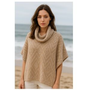 ANTHROPOLOGIE ELSAMANDA Mohair Alpaca Wool blend Poncho Made in Italy Sz L Boho